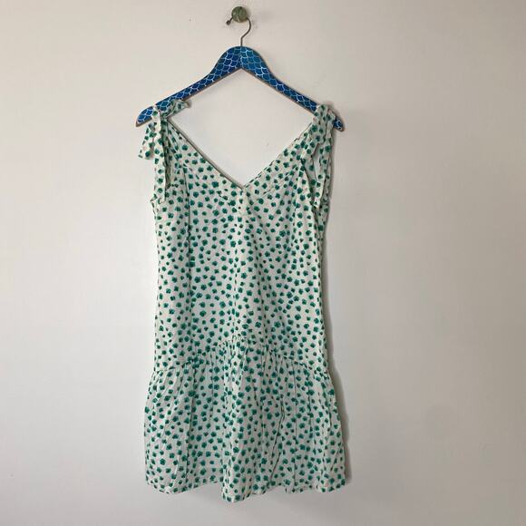 REBECCA TAYLOR Daisy Poplin Green Polka Dot Mini Dress Size Small - Picture 9 of 9